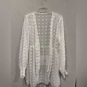 Sheer White Polka Dot Cardigan